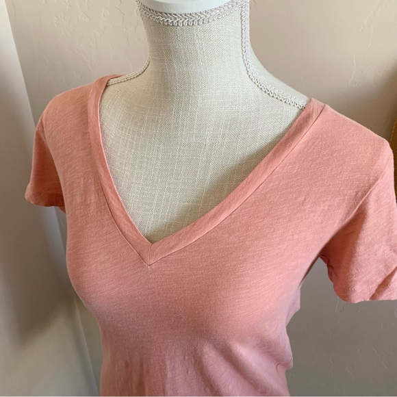 J.Crew Salmon Pink V-Neck Cotton T-Shirt - Picture 3 of 8